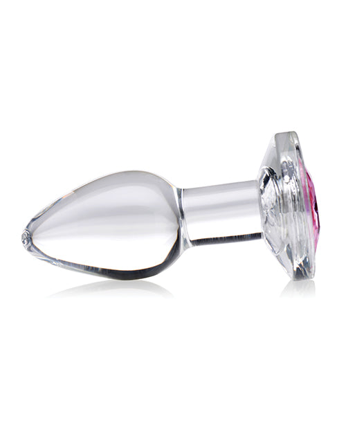 Booty Sparks Pink Gem Glass Anal Plug - Small - Pink