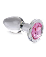 Booty Sparks Pink Gem Glass Anal Plug - Small - Pink