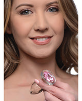 Booty Sparks Pink Gem Glass Anal Plug - Small - Pink