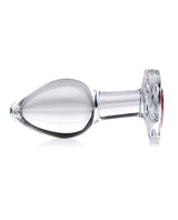 Booty Sparks Red Heart Glass Anal Plug - Medium - Red/Clear