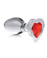 Booty Sparks Red Heart Glass Anal Plug - Medium - Red/Clear