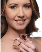 Booty Sparks Red Heart Glass Anal Plug - Medium - Red/Clear