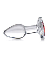 Booty Sparks Red Heart Glass Anal Plug - Small - Red/Clear