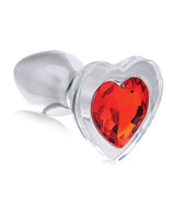 Booty Sparks Red Heart Glass Anal Plug - Small - Red/Clear