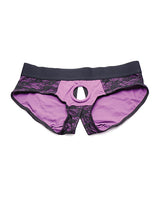 Strap U Lace Envy Lace Crotchless Panty Harness - XXLarge - Purple/Black