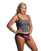 Strap U Lace Envy Lace Crotchless Panty Harness - XXXLarge - Purple/Black
