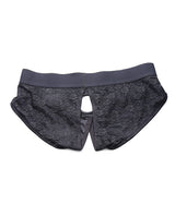 Strap U Lace Envy Black Crotchless Panty Harness - XXLarge - Black