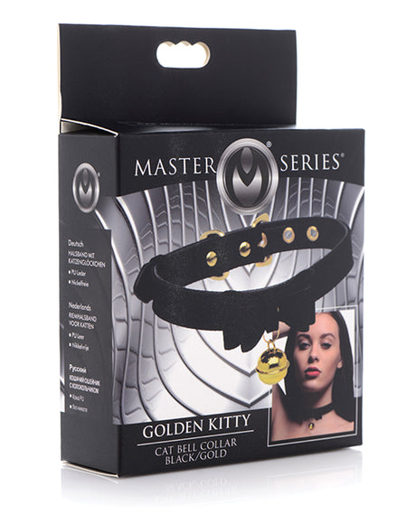 Master Series Golden Kitty Cat Bell Collar - Black/Gold