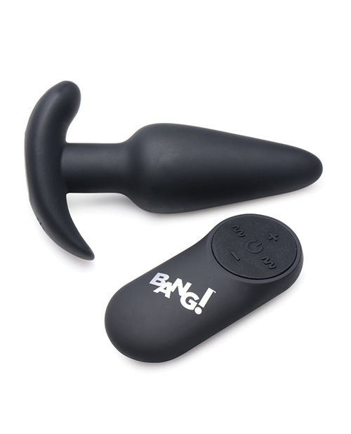 Bang! 21x Vibrating Silicone Rechargeable Butt Plug with Remote Control - Black