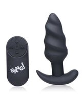 Bang! 21x Vibrating Silicone Rechargeable Swirl Butt Plug with Remote Control - Black