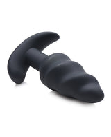 Bang! 21x Vibrating Silicone Rechargeable Swirl Butt Plug with Remote Control - Black