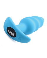 Bang! 21x Vibrating Silicone Rechargeable Swirl Butt Plug with Remote Control - Blue