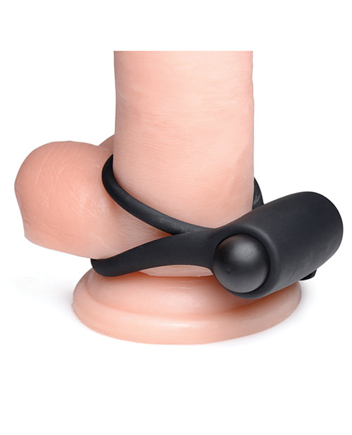 Bang! Silicone Rechargeable Cock Ring and Bullet with Remote Control - Black