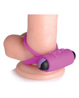 Bang! Silicone Rechargeable Cock Ring and Bullet with Remote Control - Purple