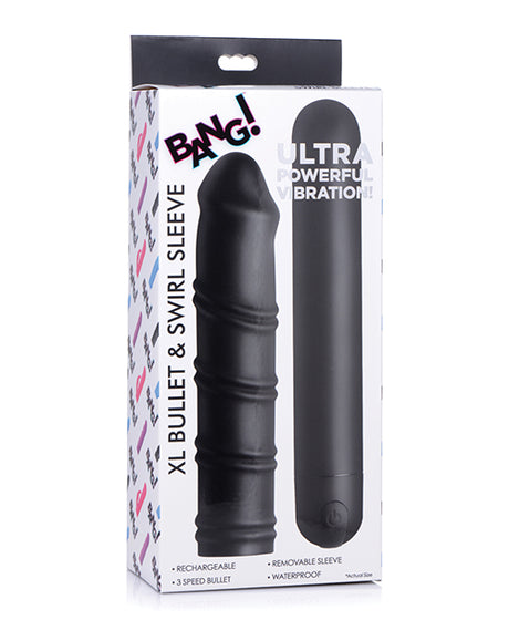 Bang! XL Bullet & Swirl Silicone Sleeve - Black