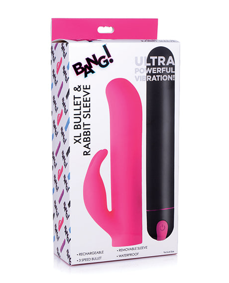 Bang! XL Bullet & Rabbit Silicone Sleeve - Pink