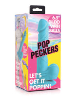 Pop Peckers 6.5" Dildo w/Balls - Blue