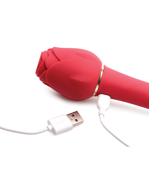 Inmi Bloomgasm Suction Rose Vibrator Rechargeable Clit Stimulator - Red