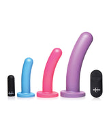 Strap U Triple Peg 28X Vibrating Rechargeable Silicone Dildo Set with Remote Control (5 piece) - Assorted Colors