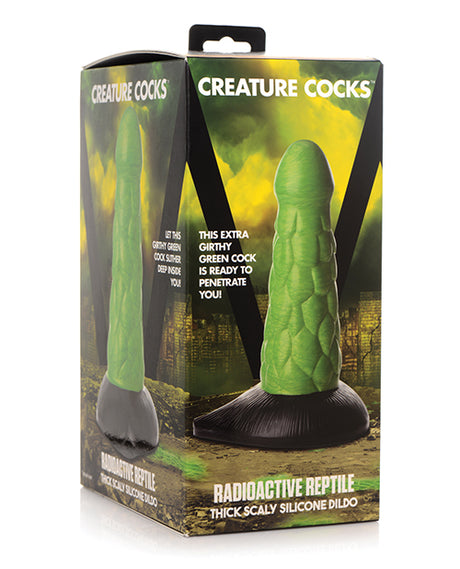 Creature Cocks Radioactive Reptile Thick Scaly Silicone Dildo - Green/Black