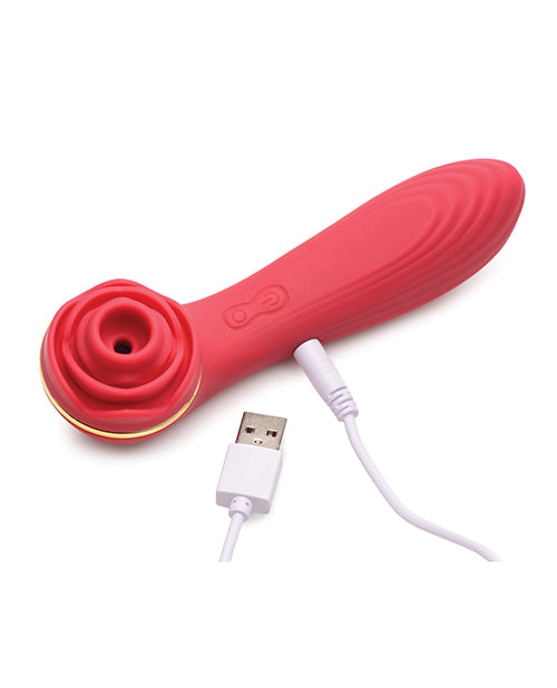 Inmi Bloomgasm Passion Petals 10X Rechargeable Silicone Rose Clitoral Stimulator - Red