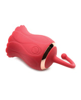 Inmi Bloomgasm Royalty Rose Rechargeable Silicone Textured Suction Clitoral Stimulator - Red