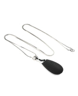 Charmed 10X Vibrating Silicone Teardrop Necklace Rechargeable Stimulator - Black/Silver