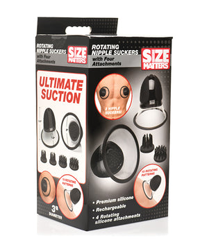 Size Matters 10X Rotating Silicone Nipple Suckers w/ 4 Attachments - Black