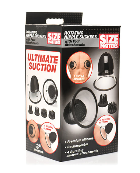 Size Matters 10X Rotating Silicone Nipple Suckers w/ 4 Attachments - Black