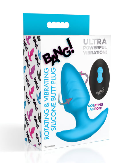 Bang! Rotating & Vibrating Tapered Butt Plug w/Remote - Blue