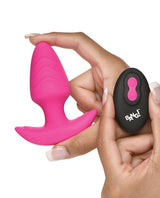 Bang! Rotating Vibrating Rechargeable Silicone Butt Plug with Remote - Pink