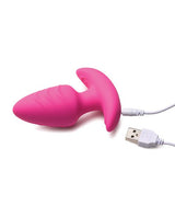 Bang! Rotating Vibrating Rechargeable Silicone Butt Plug with Remote - Pink