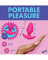 Bang! Rotating Vibrating Rechargeable Silicone Butt Plug with Remote - Pink