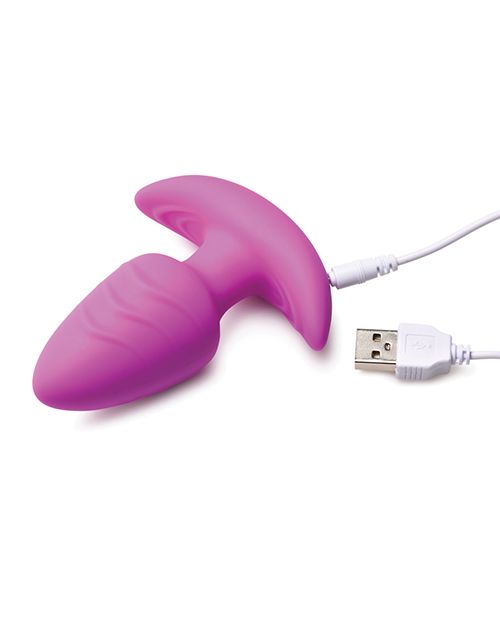 Bang! Rotating Vibrating Rechargeable Silicone Butt Plug with Remote - Purple