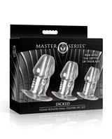 Master Series - Dicked Clear Hollow Anal Plug 3 pc Set
