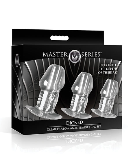 Master Series - Dicked Clear Hollow Anal Plug 3 pc Set