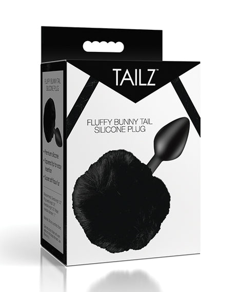 Tailz Fluffy Bunny Tail Silicone Plug - Black