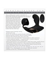 Zero Tolerance Strapped and Tapped Silicone Vibrating Prostate Stimulator with Remote Control - Black