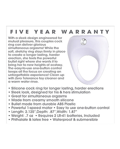 Zero Tolerance White Lightning Silicone Vibrating Cock Ring - White