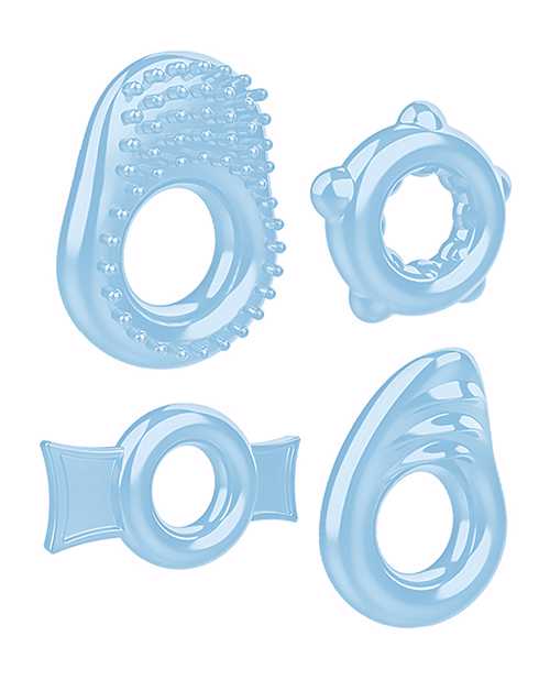 Zero Tolerance Ring A Ding Ding Cock Ring Kit (4 piece kit) - Blue