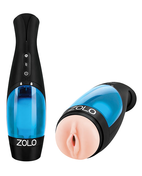 ZOLO Thrustbuster Rechargeable Vibrating Masturbator - Pussy - Blue/Black