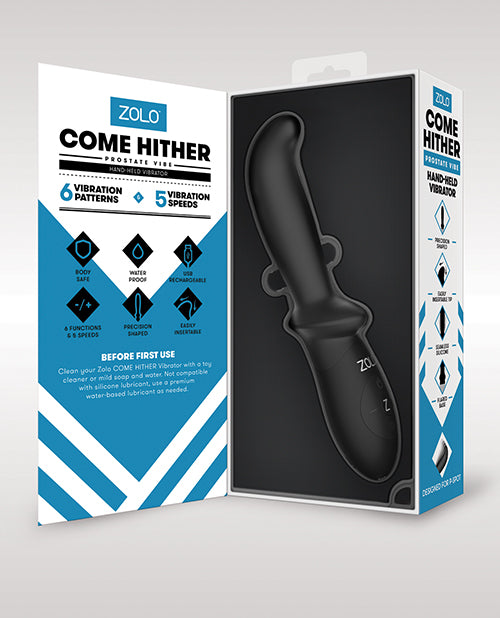 ZOLO Come Hither Prostate Silicone Rechargeable Anal Vibrator - Black